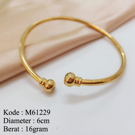 Gelang Tangan Bulat Silang Bangle Lapis Emas 24karat M612290