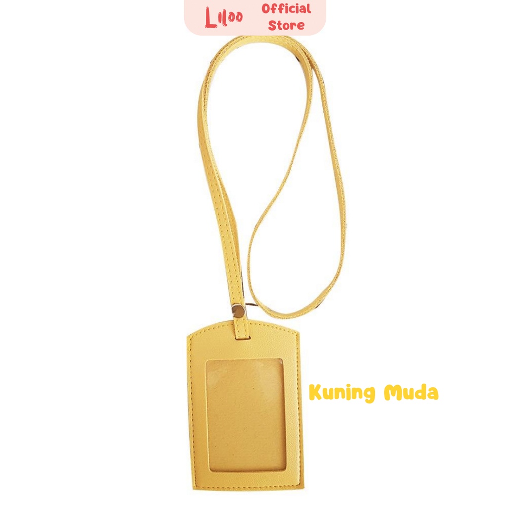 

Lanyard Flashee Name Tag Kulit Kancing ID Card Holder PU Leather Name Tag ID Kancing Termurah Lanyard Warna Kuning