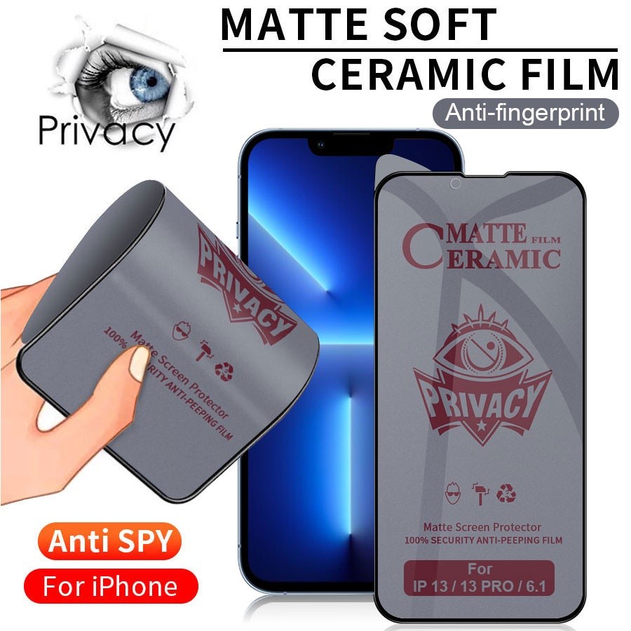 IPHONE 13 MINI 13 PRO 13 13 PROMAX ANTI GORES CERAMIC LENTUR SPY PRIVACY SCREEN GUARD HITAM GELAP PELINDUNG LAYAR FULL COVER BUKAN KACA TEMPERED 13 PRO MAX