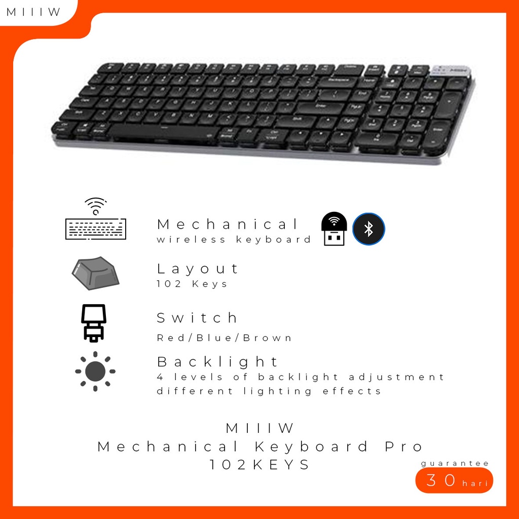 Jual MIIIW WIRELESS MECHANICAL KEYBOARD PRO 102/ XIAOMI MECHANICAL