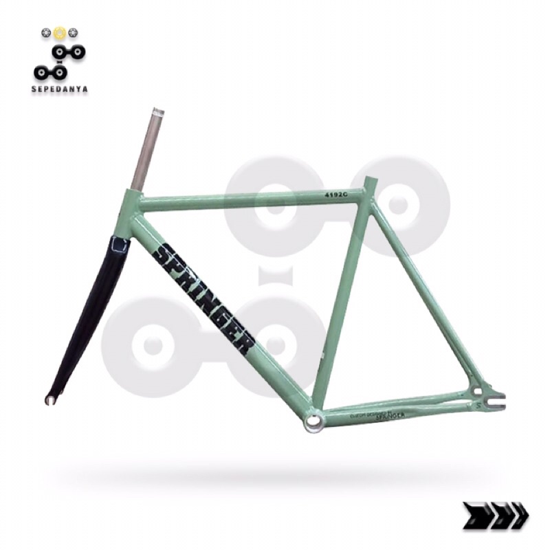 Springer Pantone Frameset Frame Set Fork Alu Aluminum Alumunium Half Carbon Sepeda Fixie Fixed Gear 