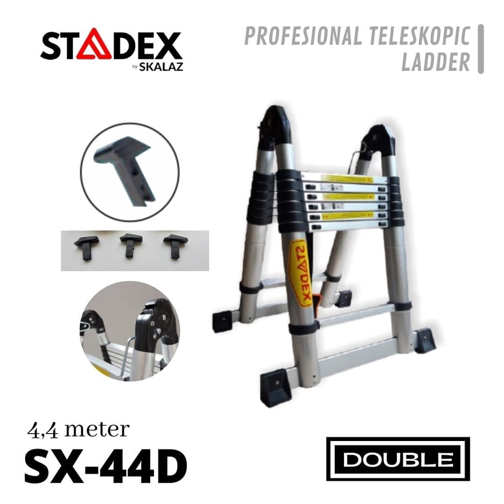 Teskopik Ladder Double Merk STADEX | SX-44D | Free Ongkir Jawa Bali Madura Jakarta