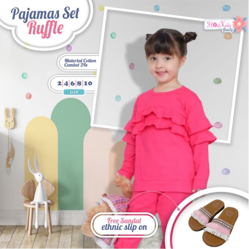 Setelan Anak Pajamas Perempuan 2_10 free sandal