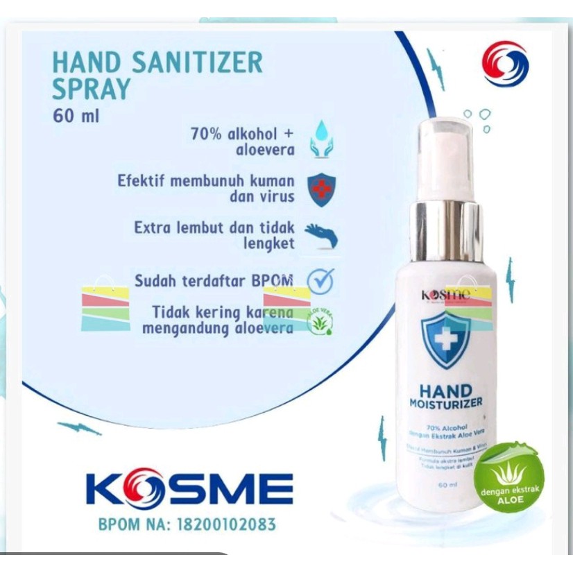 JH Kosme Hand Sanitizer/Moisturizer SPRAI 60ml Termurah