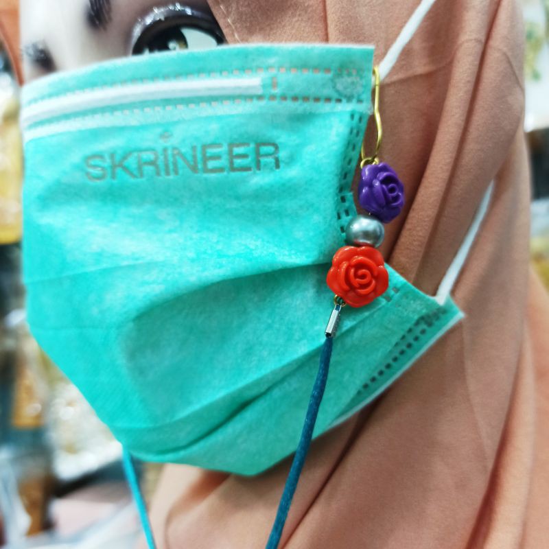 STRAP MASKER MAWAR MUTIARA MIX WARNA/ KALUNG MASKER TALI GANTUNGAN Rantai MASKER/STRAP MASK CHAIN