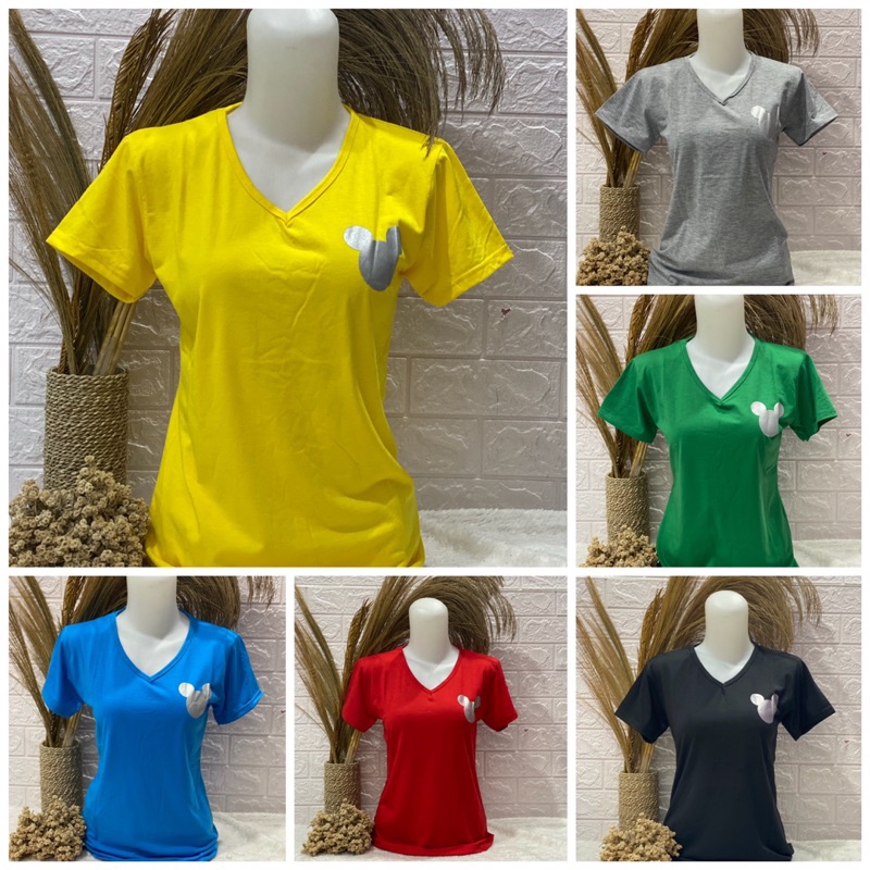 Kaos Wanita V neck Sablon dada Kaos Wanita Sablon dada