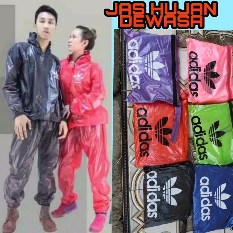 (PROMO) Jas Hujan Adidas /Jas Hujan Setelan Dewasa / Jas Hujan Atas dan Bawah / Jas Hujan Murah