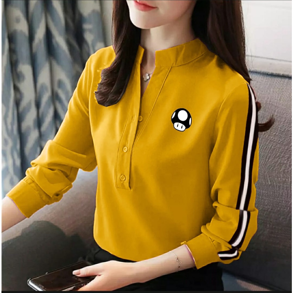 *[RXFK] Blouse Wanita / Blouse Silvie / Blouse Korea / Atasan Wanita Terbaru 2022 Kekinian-MUSHROOM YELLOW