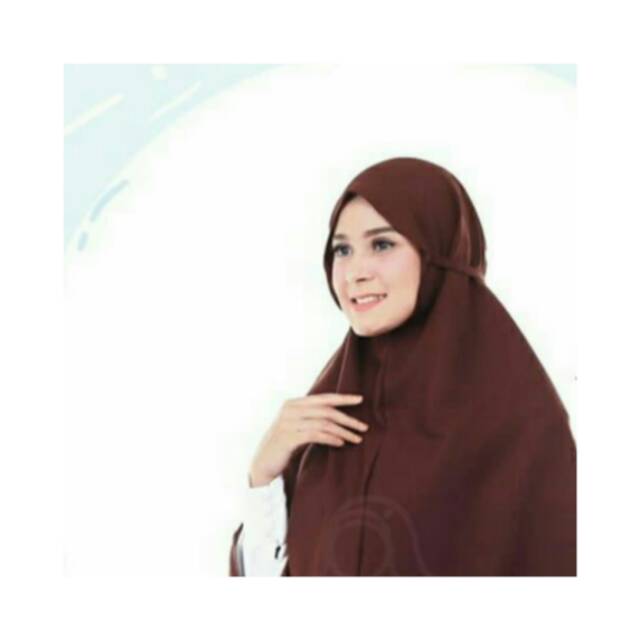 JILBAB INSTAN TALI COKLAT TUA BROWN MURAH BERGO GHAIDA