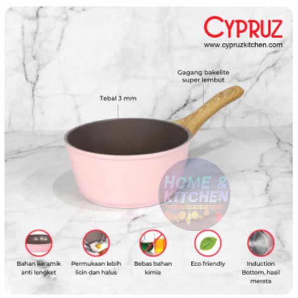 Cypruz Sauce Pan Pink 16 / 18 cm Marble Induksi Panci Susu Mpasi Tanpa Tutup