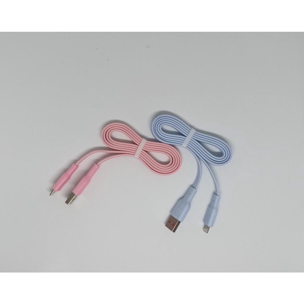 Kabel data 3A Macaron Warni MicroUSB Type-C Lightning termurah