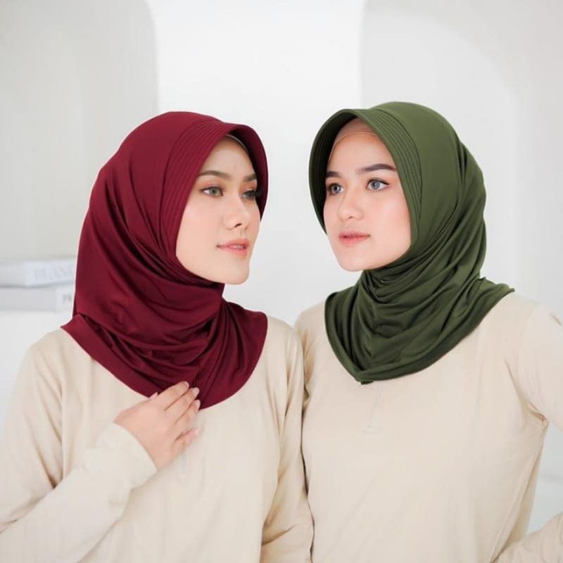 hijab sport olah raga jilbab instan mini masuk kemeja jilbab bergo mini buat kerja olahraga