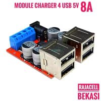 Module Charger 4 USB 5V 8A Step-down dari Aki 9V 12V 24V ke 5V DC 8A