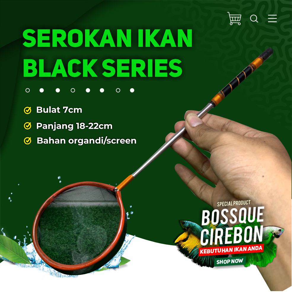 Serokan Ikan Cupang Mental Stick Black Series Seser Saringan Sauk Kutir Encu Cangkang Artemia 7 cm