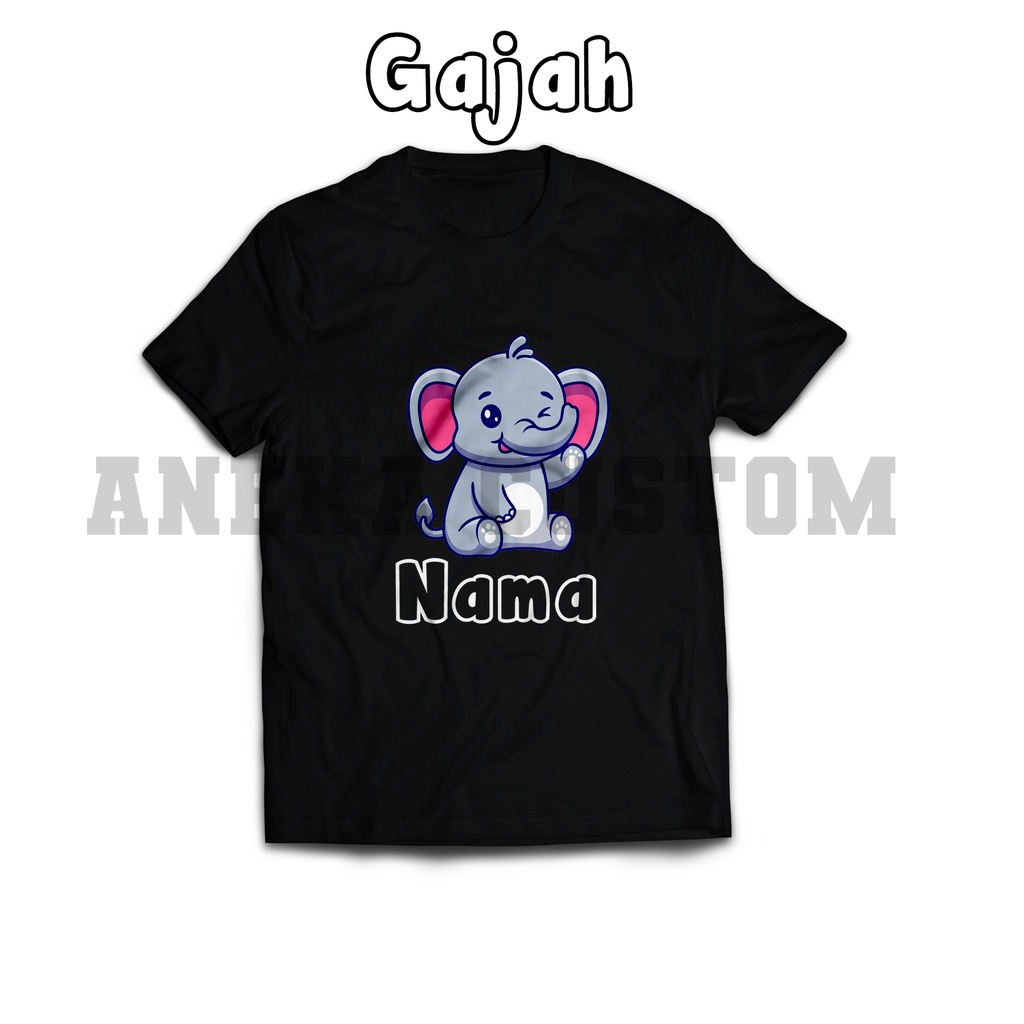 Kaos anak bebas nama karakter binatang / Kaos anak karakter binatang