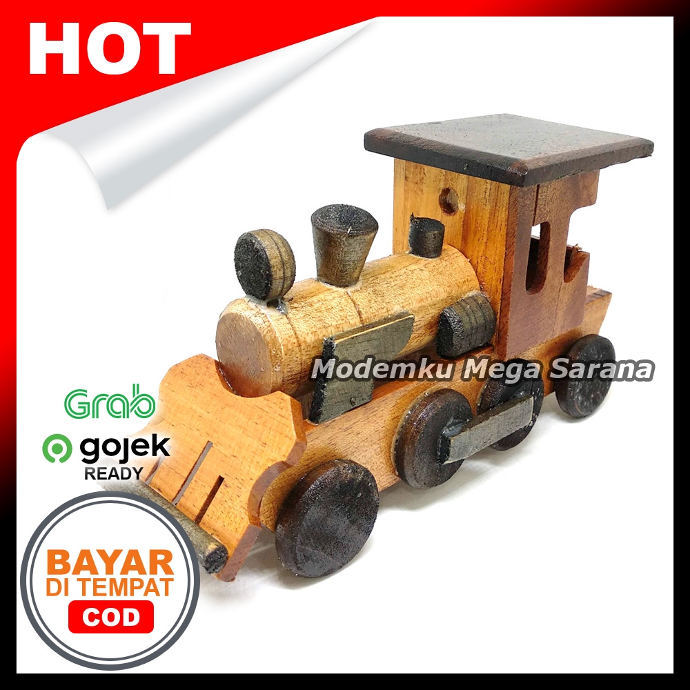 Diecast Miniatur Kereta Lokomotif Kayu - Ukuran S Mini 15x5x8 cm