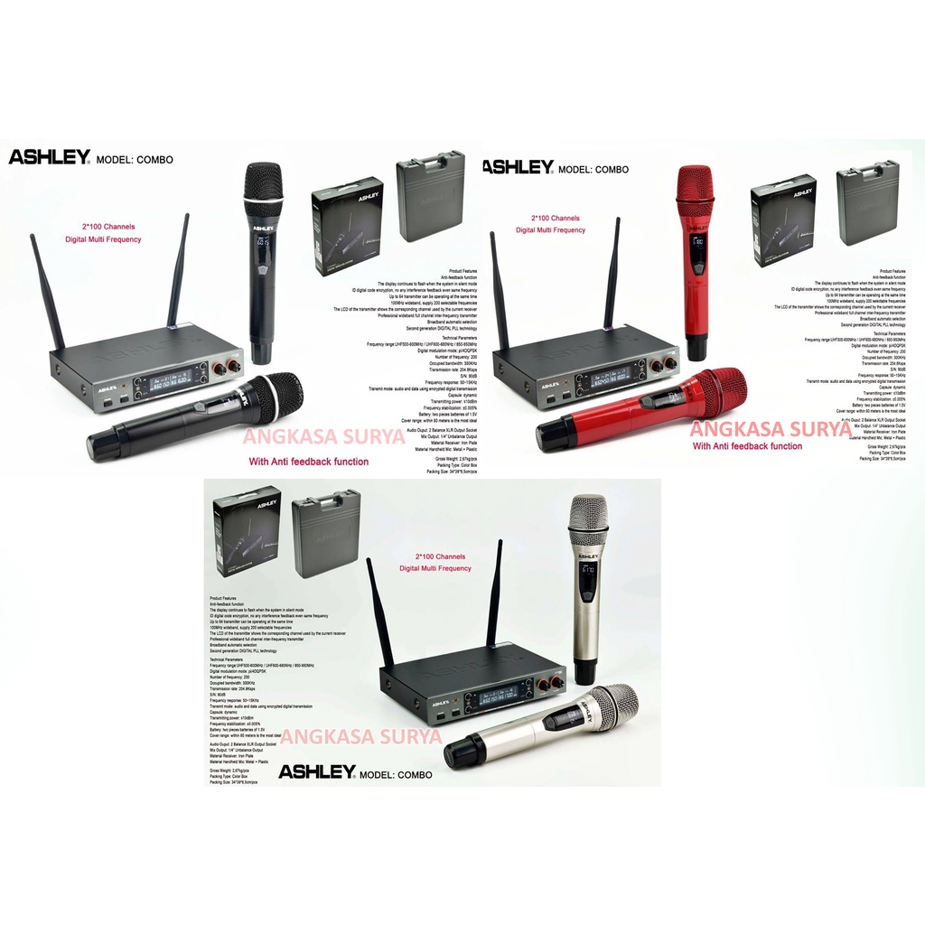 Mic Wireless ASHLEY COMBO ORIGINAL Koper Anti Feedback