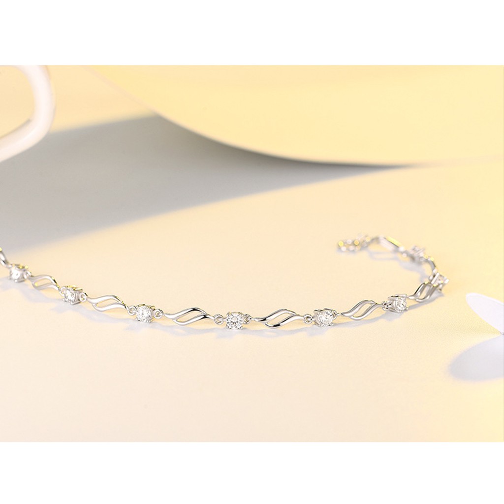 925 gelang perak murni untuk wanita gelombang air dengan berlian gelang perhiasan fashion