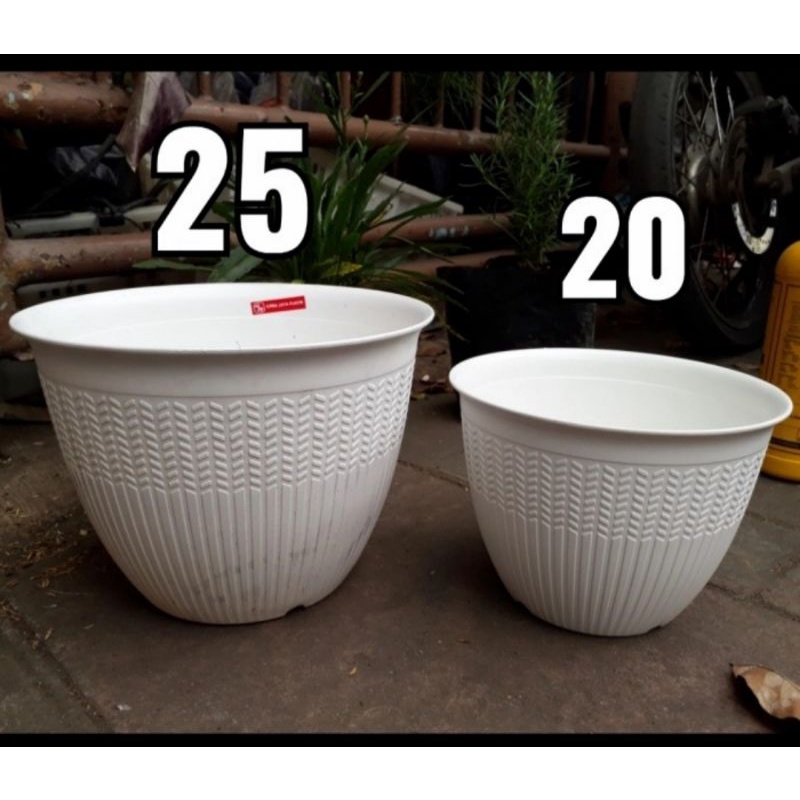 Pot bunga putih cjp, pot bunga 25, pot putih 20 putih