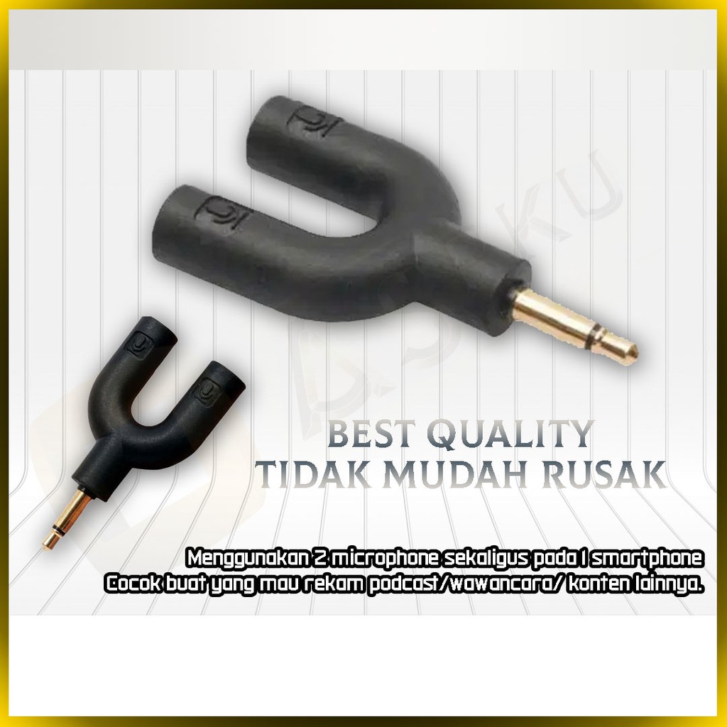 Jack Splitter Dual Mic / Rekaman / Vlog / Studio / Taffstudio / Karaoke / Vlogger / Mic / Headset