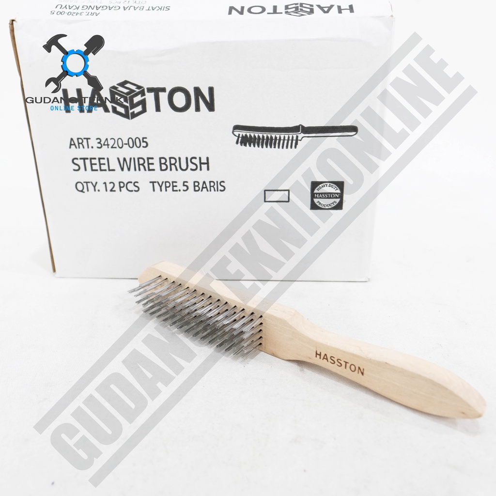 Sikat Baja HASSTON PROHEX 3420-005 / Sikat Kawat Baja Gagang Kayu 5 Baris Hasston 3420 005