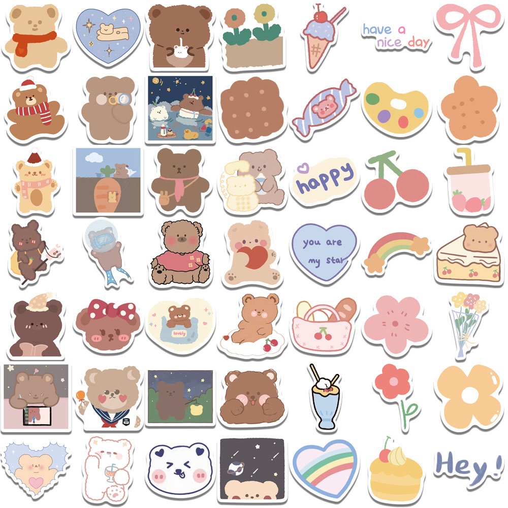 【COD Tangding】102pcs / Set Stiker Graffiti Kartun Beruang Gaya Korea Anti Air Untuk Dekorasi Koper / Motor / Notebook