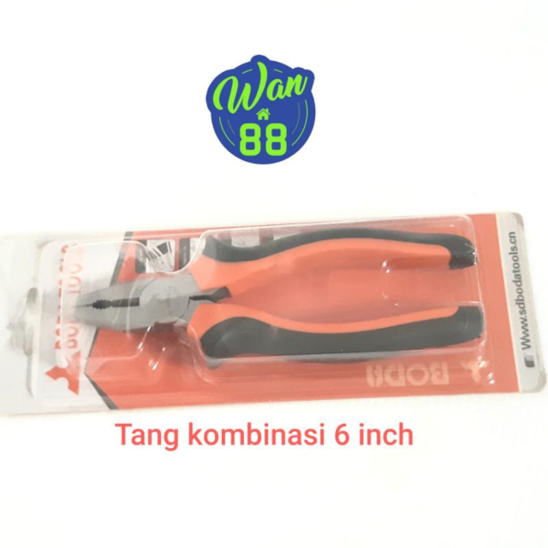 Tang Kombinasi / serba guna Boda 6 inch Chrome Plated gagang karet