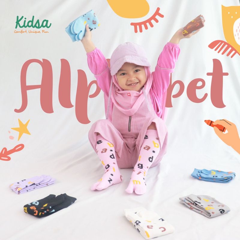 Kaos Kaki Anak Kidsa Motif Alphabet Kanik Soka | Kaos Kaki Anak TK