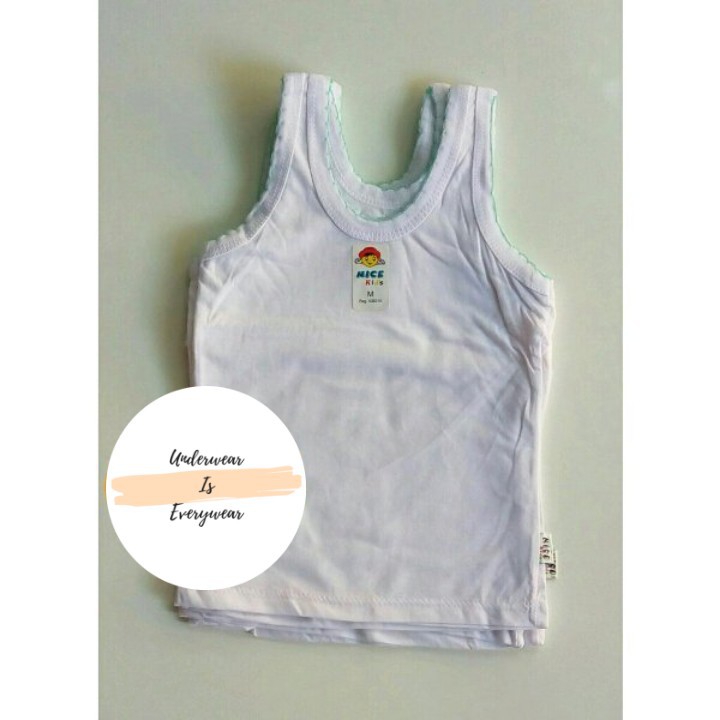 3 Pcs Kaos Dalam Nice Kids - Pakaian Dalam Singlet Anak Laki laki / Perempuan - Putih