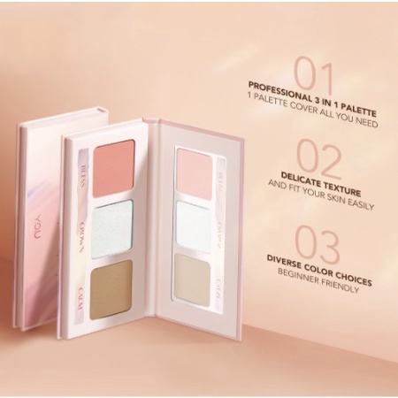 YOU ( Y.O.U )3 in 1 Sparkling Face Pallete for 3D Radiant Look