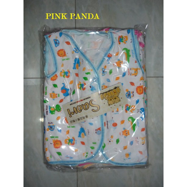 BAJU YUKENSI KATUN SAORI TABUR BAYI 1 LUSIN / Baju Yukensi Saori Tabur Katun, 100% Pink Panda Motif Tabur Warna Mix