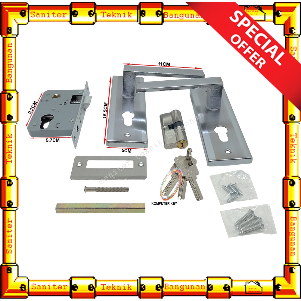Kunci Pintu Kecil Plat 1 Set Handle Gagang Kunci Pintu Komplit Allegra