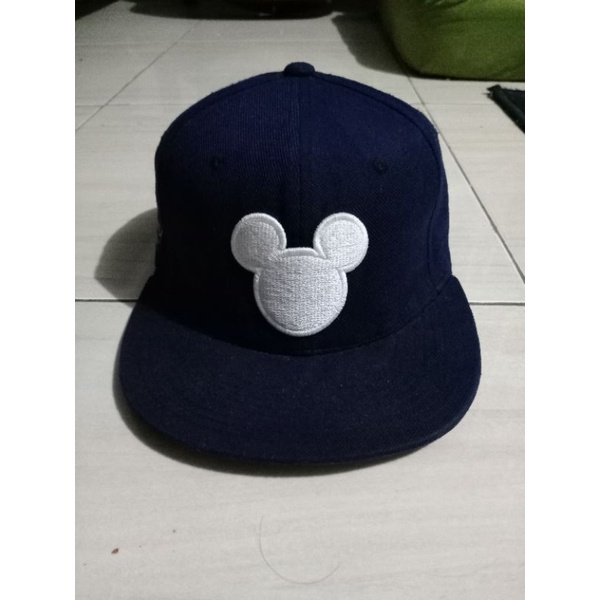 topi snapback mickey mouse disney biru dongker