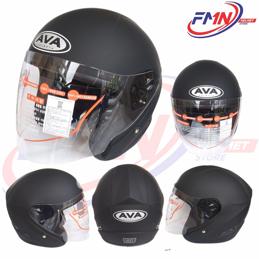 Helm Half Face Murah AVA/BGD Tipe X2 Black Doff SNI Original
