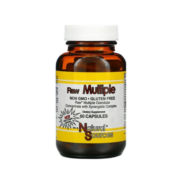Natural Sources Raw Multiple Thyroid Synergistic Complex 60 Caps Liver Brain Stomach Kidney Heart Sp