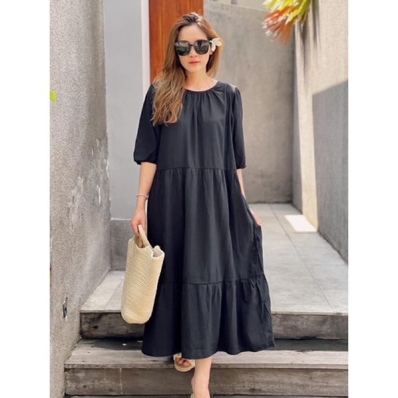 (MGA) TUNIK SIPHA OVERSIZE MIDI DRESS RUFFLE DAILY TUNIK PREMIUM