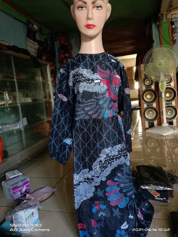 Batik Couple Keluarga Sania Ruffle Ori Ndoro Jowi Dnt Motif Rembulan Abu