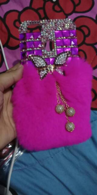 REALPICTButterfly fur case blink bling swarovsky