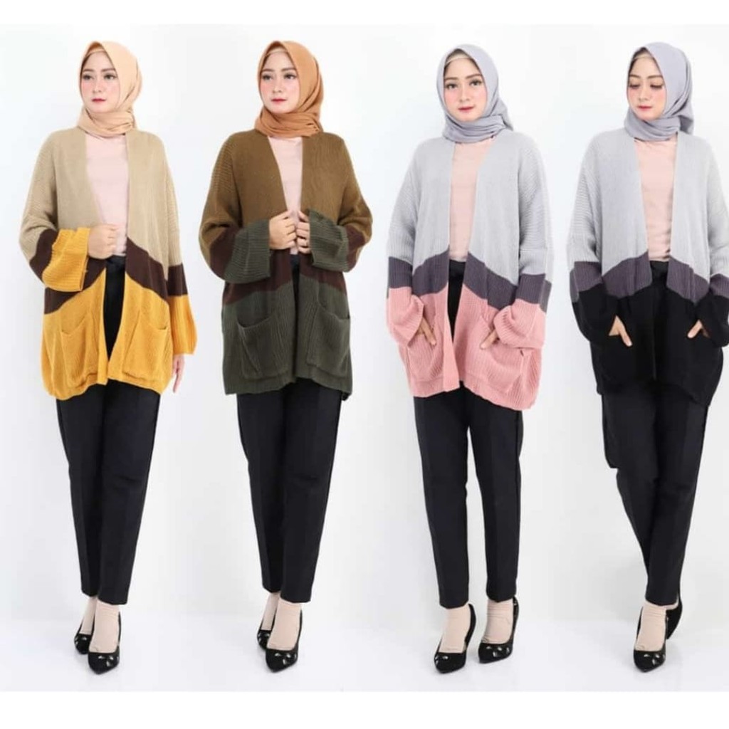 CARDIGAN RAJUT JUMBO XXL / CARDIGAN 3 TONE / CARDIGAN COMBI / CARDIGAN RAJUT OVERSIZE / BIG SIZE / B