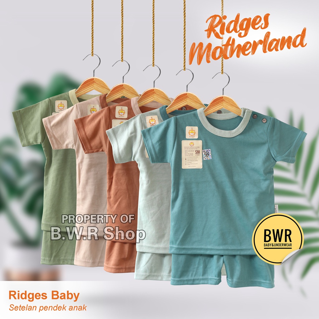 Setelan Moms Gift PENDEK Motherland Polos / Setelan Piyama Baju Tidur Anak Harian Warna Unisex | Bwr IX