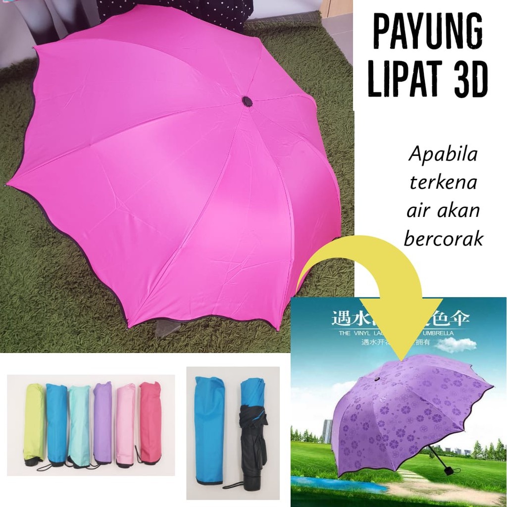 Payung Lipat 3D Payung Polos Payung Hujan Magic