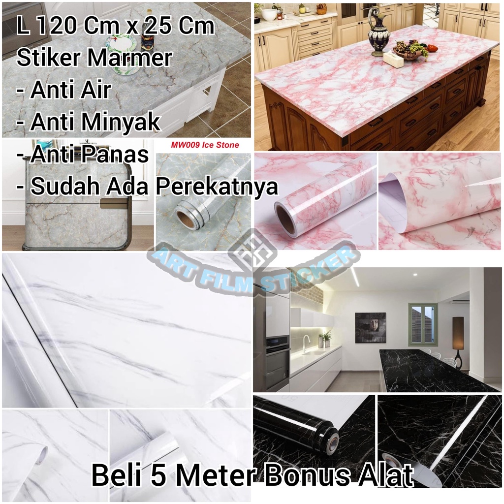 WALLPAPER STIKER MOTIF PREMIUM MARMER MARBLE LEMARI MEJA DAPUR