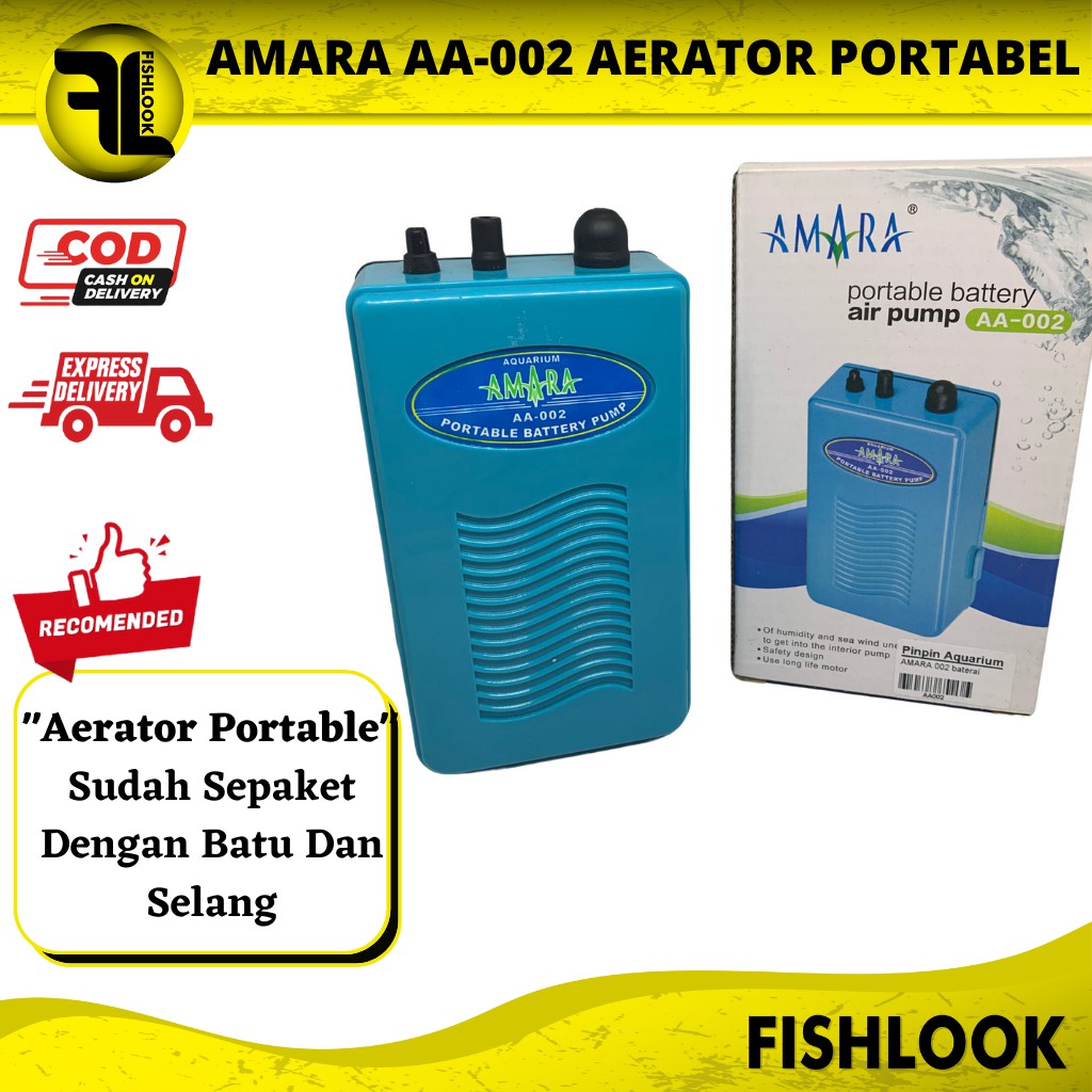 AERATOR PORTABLE AMARA AA 002 AA002 portable Pompa Udara Aerator Baterai Battery Aquarium