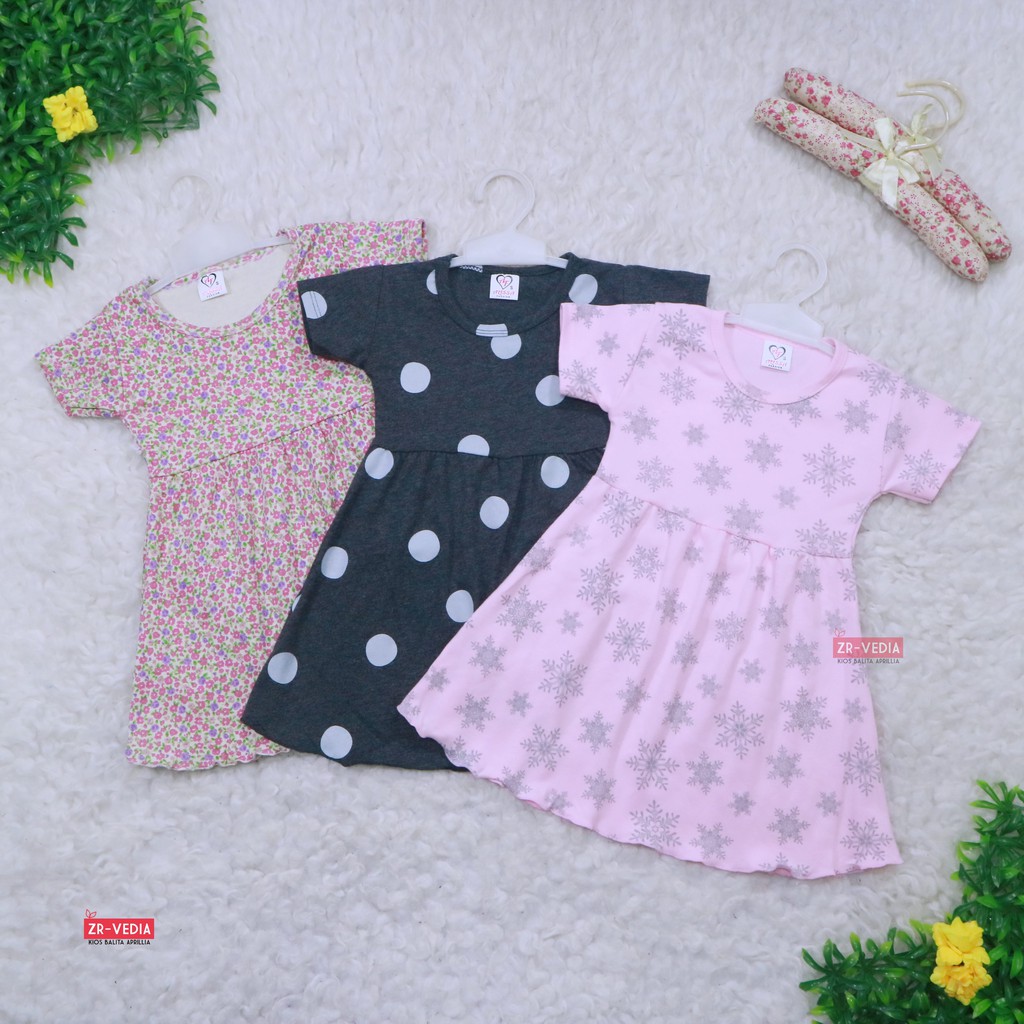 Dress Thalia 1-2 Tahun / Dres Lengan Baju Tidur Balita Anak Perempuan Adem Kaos Harian Cewek Murah kiosbalitaaprilia