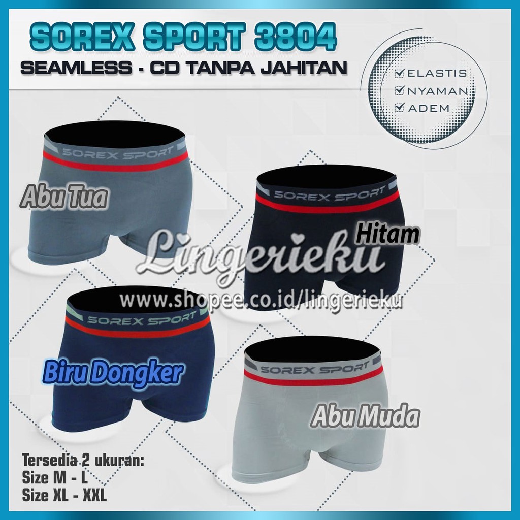 Sorex 3804 CD Celana Dalam Boxer Pria Sorex Sport Ukuran M L dan XL XXL