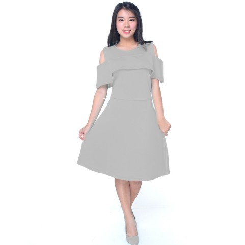 Fifi FASHION Midi Dress Open Shoulder Gaya Korea Model Terbaru - Isabella