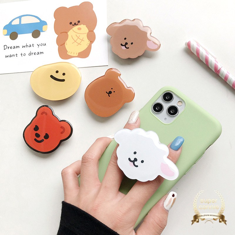 Ins Popsocket Hp / Smartphone Motif Kartun Beruang Warna-Warni Gaya Korea