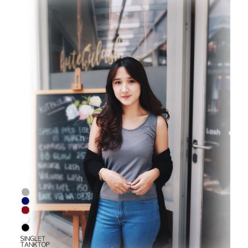 Tanktop Wanita Polos Basik Tali Sedang / Kaos Dalam Cewek Sport Thick - YELONIX