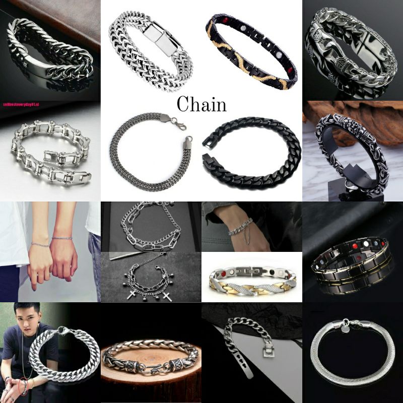 Gelang punk pria rantai chain bracelet