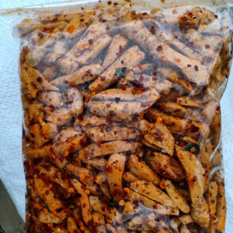 

Basreng pedas/Cemilan basreng pedas daun jeruk renyah/Basreng Viral/ Snack Basreng goreng pedas daun jeruk 1 kg